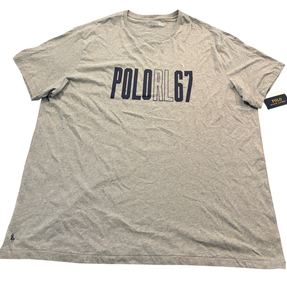 Polo Ralph Lauren Men's 3XB Short Sleeve Gray Polo RL 67 Graphic T-Shirt NWT